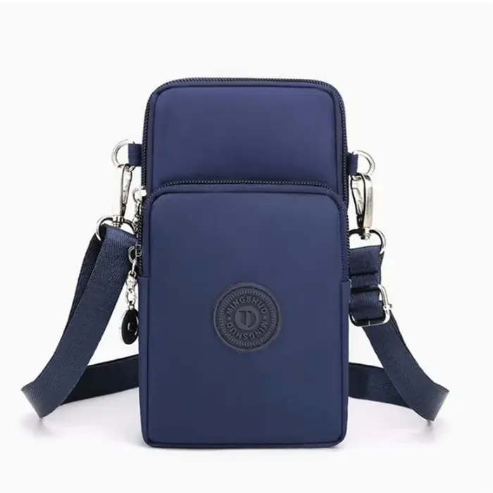 Sac bandoulière élégant beige multi-poches, léger, pour téléphone, avec sangle réglable, sac à bando