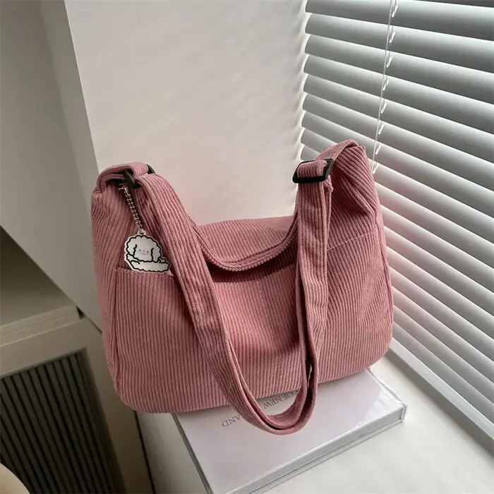 Sac à bandoulière en velours côtelé pour femmes
