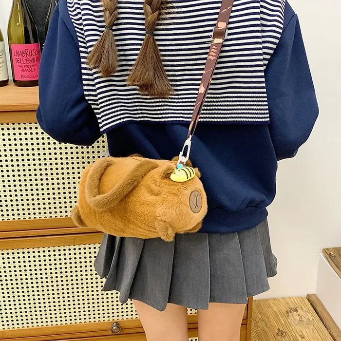 Nouveau Capybara sac à bandoulière coton dessin animé Animal seau sac en peluche sac fille