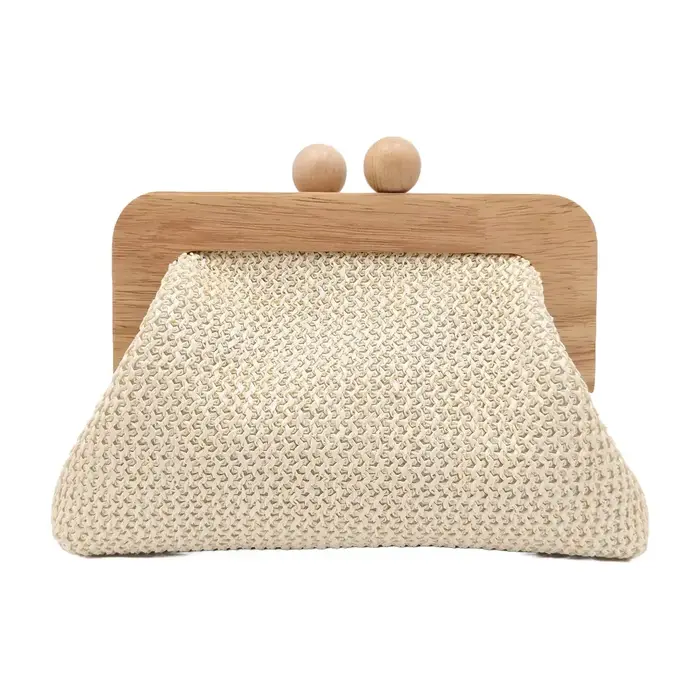 Sac à main tressé en paille best-seller estival, sac à monture bois style bohème, sac de vacances ba