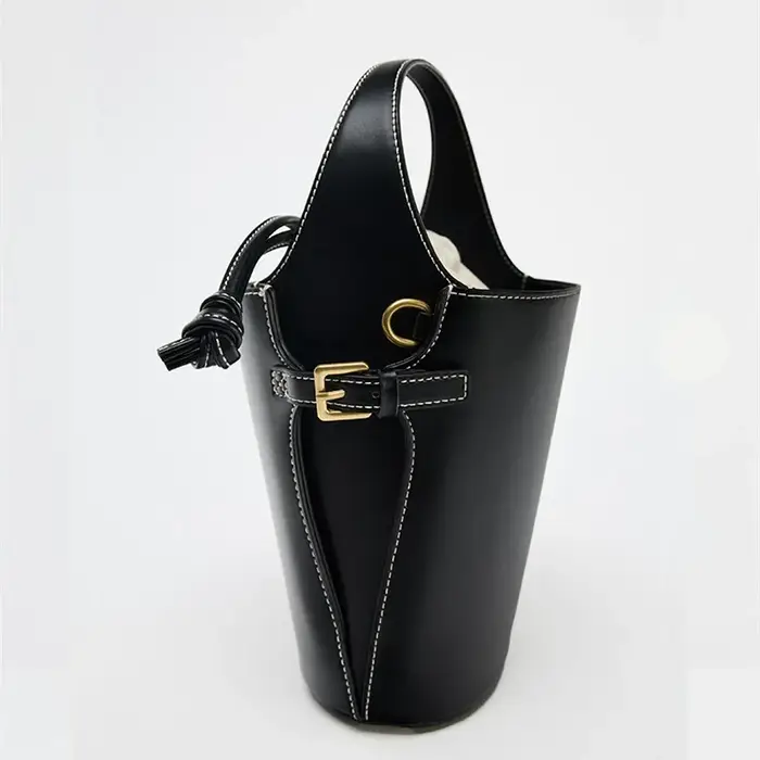 Nouveau sac seau tendance en cuir souple