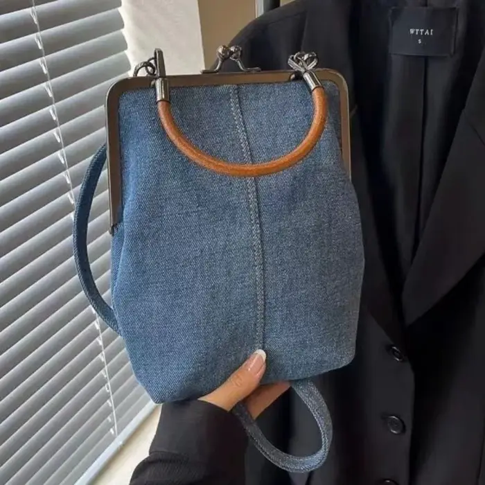 Nouveau sac à main pour femme de style vintage, sac à bandoulière bleu marine tendance, sac à main e