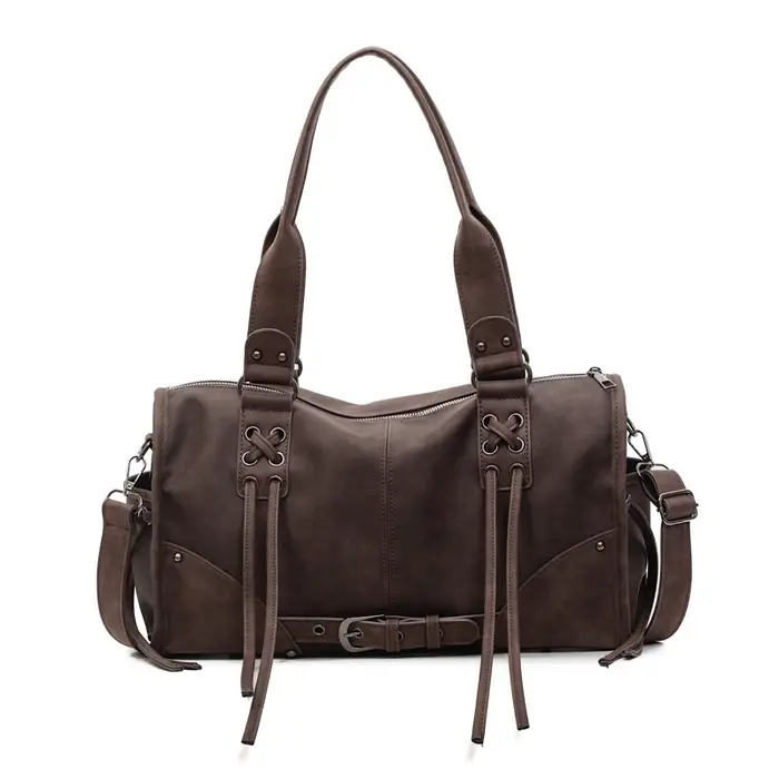 Sac à bandoulière uni haut de gamme avec pompon et boucle
