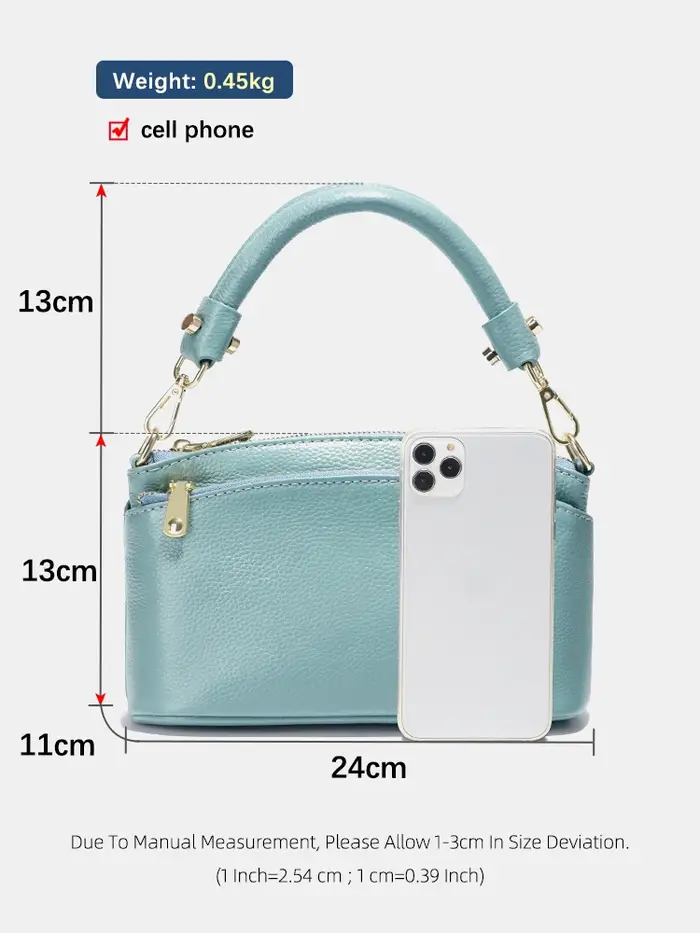 Zency femmes bleu rouge Sac souple en cuir véritable fermeture éclair