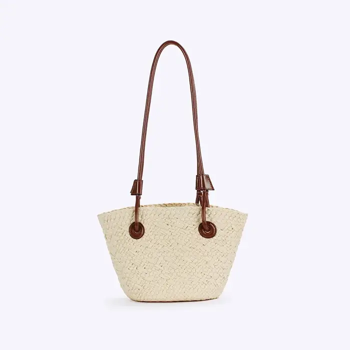 Nouveau sac à bandoulière fait à la main en paille tissé grande capacité marque haute qualité panier