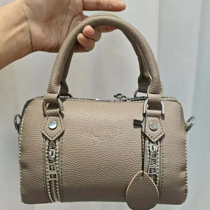 Nouveau sac à main seau noir en PU pour femme, motif litchi, à porter à l'épaule ou en bandoulière
