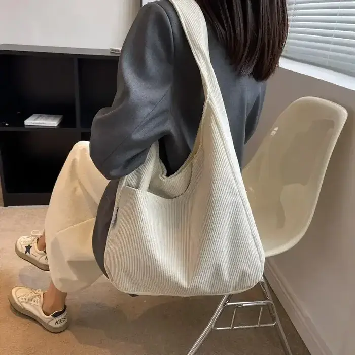 Toile épaule femmes sac fourre-tout velours côtelé Simple décontracté grande capacité sacs à main de créateur