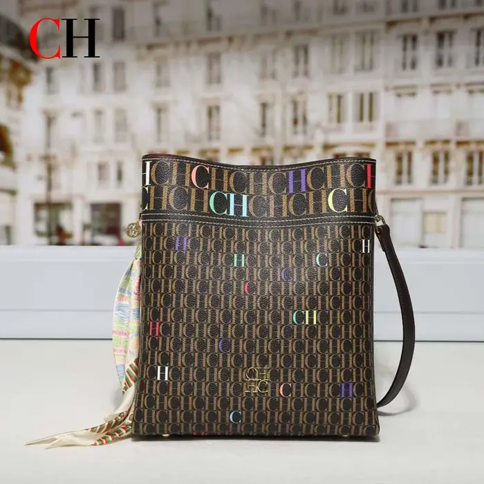 Sac seau vintage CH pour femme avec foulard en soie