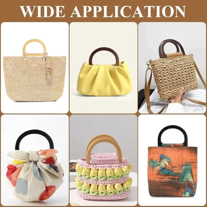 Nouvelles poignées de sac en bois en forme de D pour sacs DIY