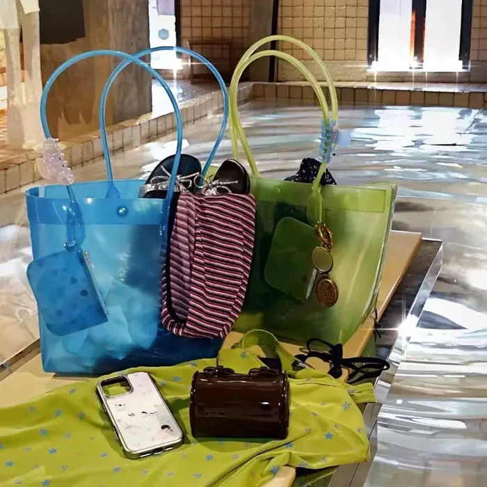 Sac fourre-tout transparent en PVC couleur gelée