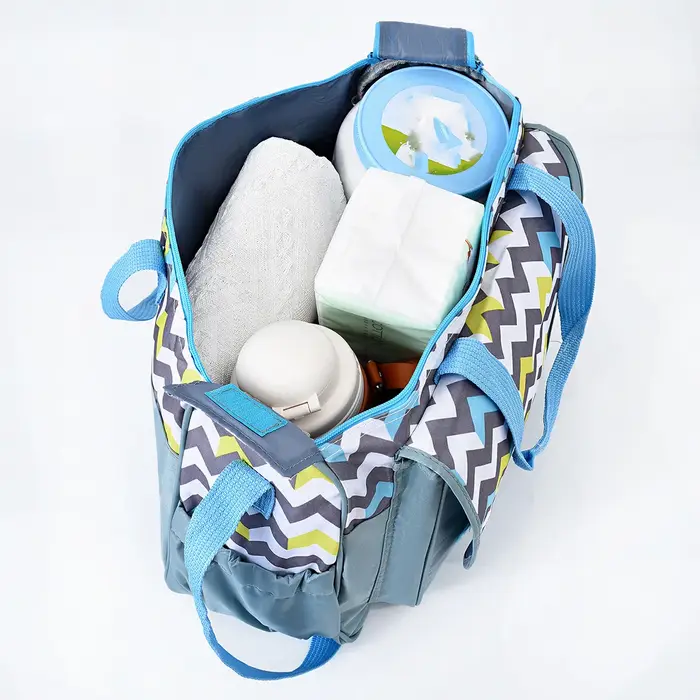 Ensemble de cinq pièces de sac de maman à une épaule à motif de dessin animé imprimé à la mode ; Sac
