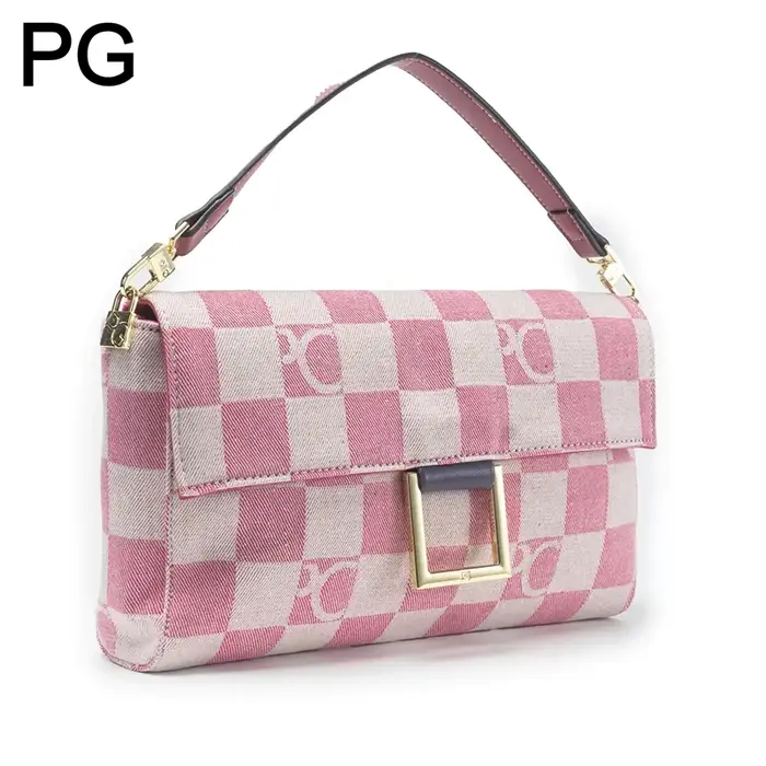 Sac à bandoulière en jean à motif damier PG Luxury pour femme