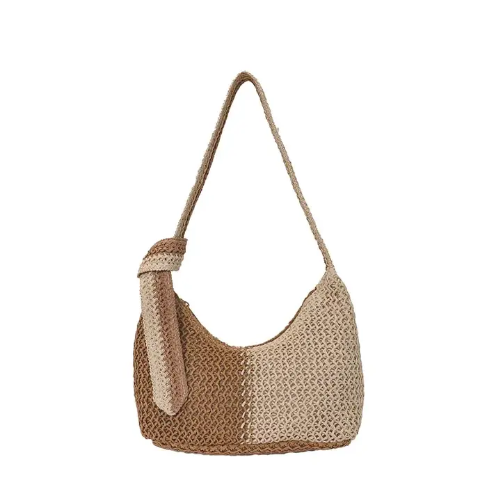 Sac à bandoulière tissé petit format pour femme, sacs hobo décontractés pour la plage et le quotidie
