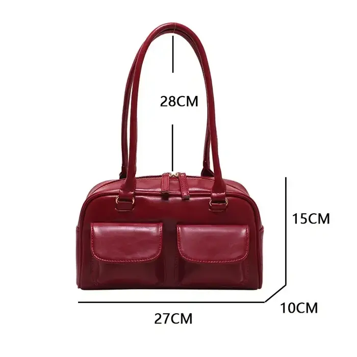 Rétro rouge femmes sacoche Hobo sac en cuir verni Multi poche luxe concepteur sac à main femme épaule sous les bras sac
