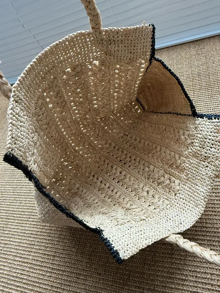 Sac de plage tressé vintage français Lafite, fait main, polyvalent, grande capacité, pour femme, tendance
