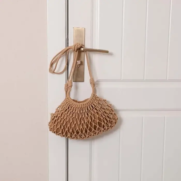 Sac à bandoulière en crochet grande capacité, pochette légère en filet, sac bandoulière tissé en pol