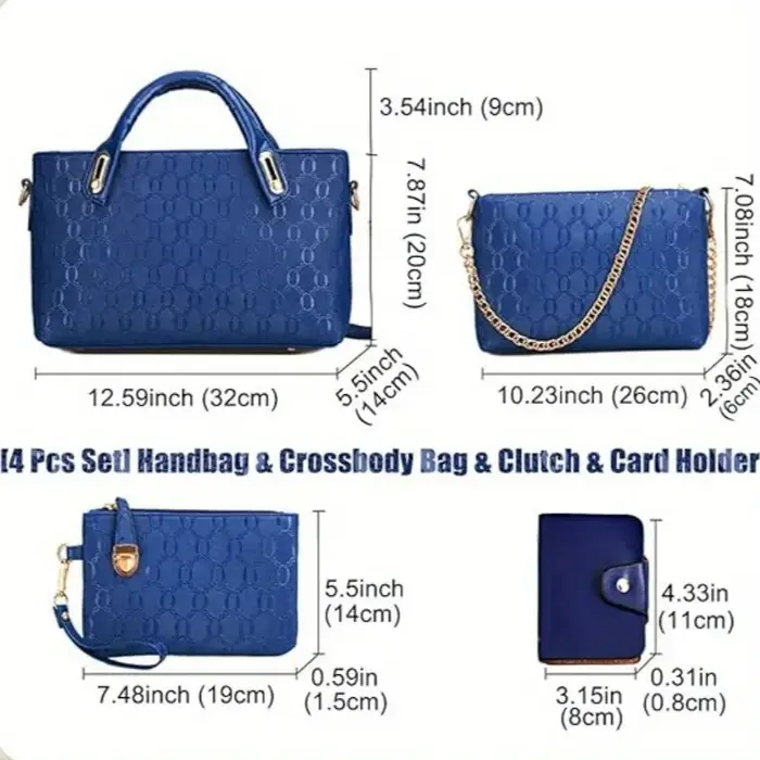 Ensemble de sacs à main 4 pièces pour femme en PU gaufré
