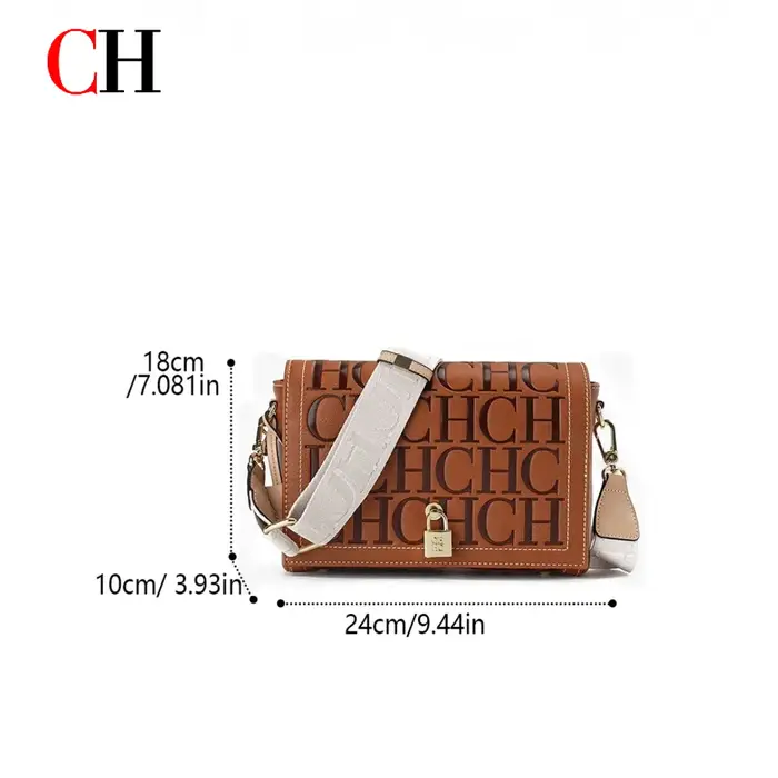 Sac bandoulière CH pour femme en cuir PU avec fermoir métallique décoratif