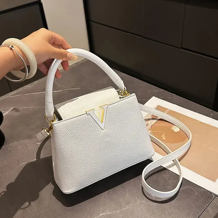 Nouveau Sac Seau Femme 2025 – Sac Bandoulière de Luxe à Motif Litchi – Petit Sac à Main