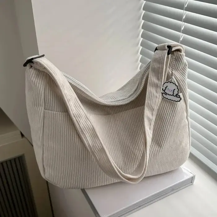 Sac à bandoulière en velours côtelé pour femmes