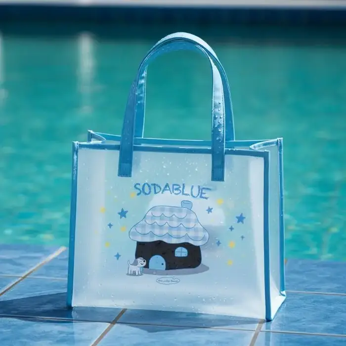 Sac à main bleu imprimé
