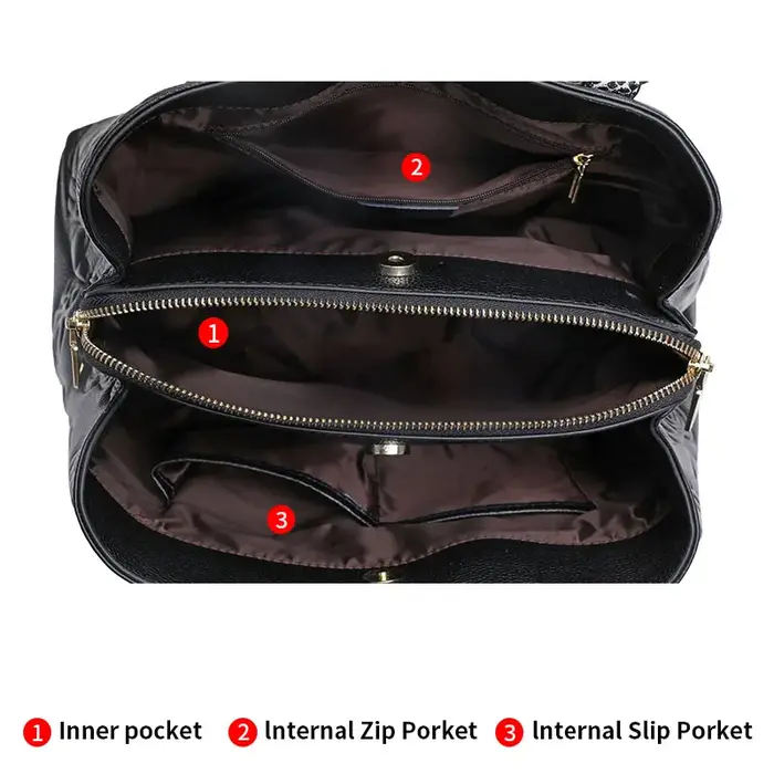 Aidrani Sac à main de luxe en cuir pour femme grande capacité noir avec motif floral et serpent