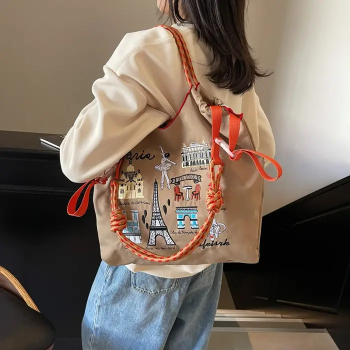 Sac à bandoulière en toile à motifs colorés pour femme