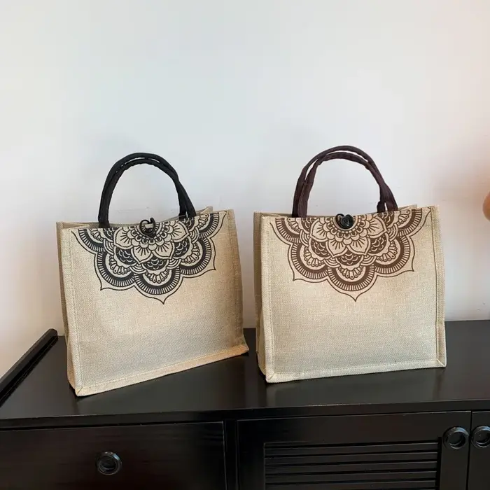 Sac à Main Vintage en Lin pour Femme