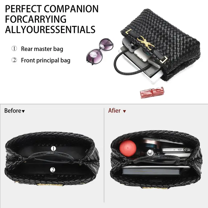 Sac fourre-tout tissé pour femme en cuir végétalien