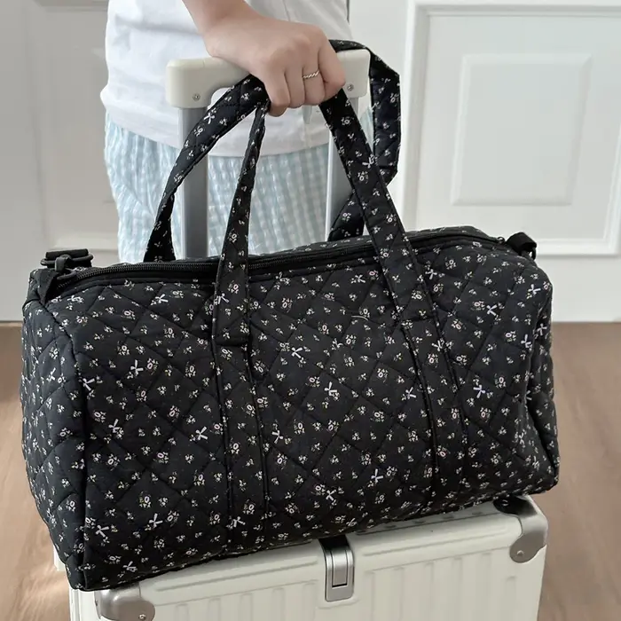 Sac de voyage matelassé en coton avec fermeture éclair
