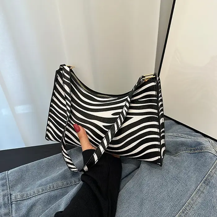 Sac à main en cuir PU imprimé léopard zèbre pour femme, sacs initiés sous les bras, sac à main femme, mode, 03