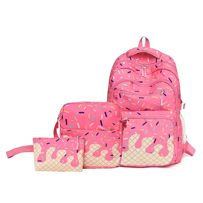 Nouvelle série de sacs d'école 3 pièces style collège pour filles