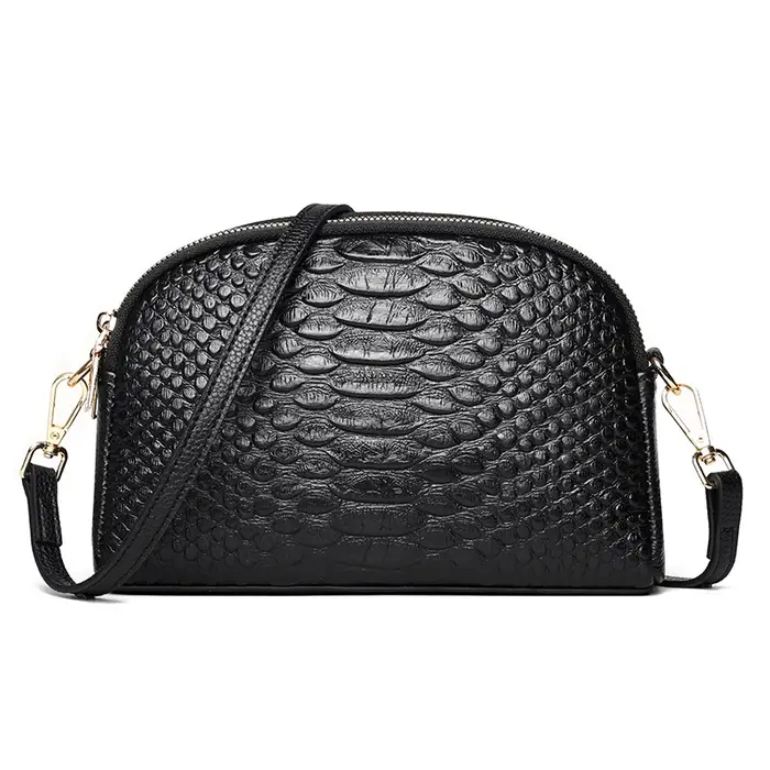 Sac à bandoulière en cuir véritable motif Crocodile pour femmes, Sac à main de luxe en cuir de vache