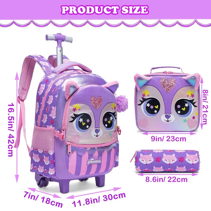 Sac à dos à roulettes pour filles