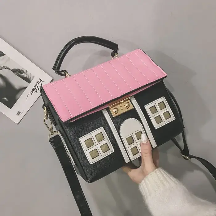 Sacs à bandoulière pour femmes, style punk tendance, 3D, forme de maison, sacs à main créatifs et au