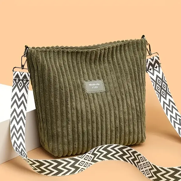 Sacs à bandoulière en velours côtelé pour femmes, sacs à main de grande capacité de couleur unie, sa