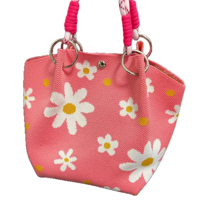 Sac fourre-tout décontracté en tricot à motifs tendance