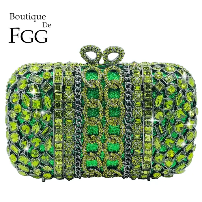 Boutique De FGG vert Olive pochettes pour femmes habillées
