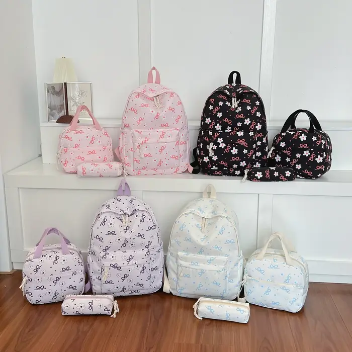 Sac à dos imprimé fleurs avec nœud