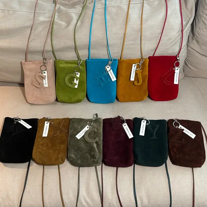 Mini sac portable en daim pour téléphone portable