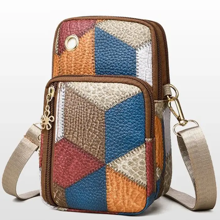 Sac à bandoulière Patchwork à motif de diamant pour femmes
