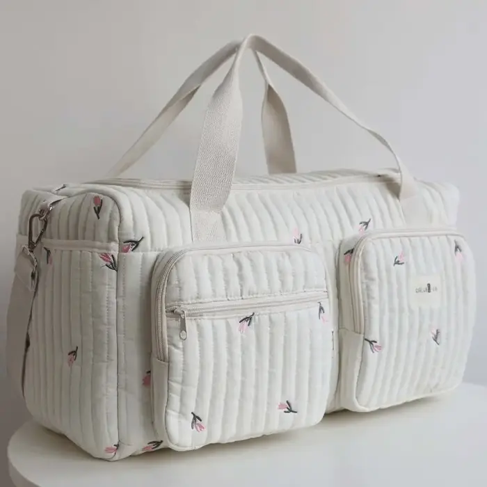 Petit ours sac à couches brodé grande capacité léger sac fourre-tout à langer loisirs avec bandoulière sac de maman