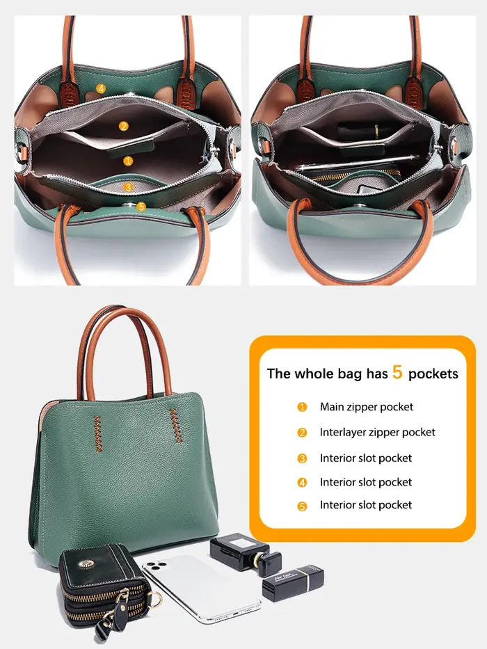 Sac Shopper Zency en Cuir Véritable pour Femme – Sac à Bandoulière Designer