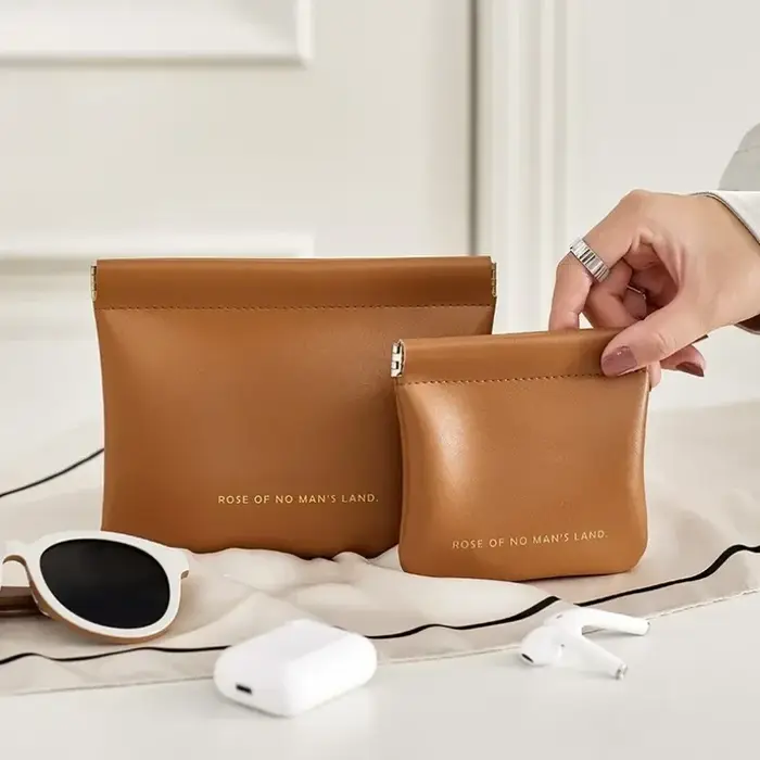 Mini sac de rangement de maquillage en cuir PU Simple pour rouge à lèvres