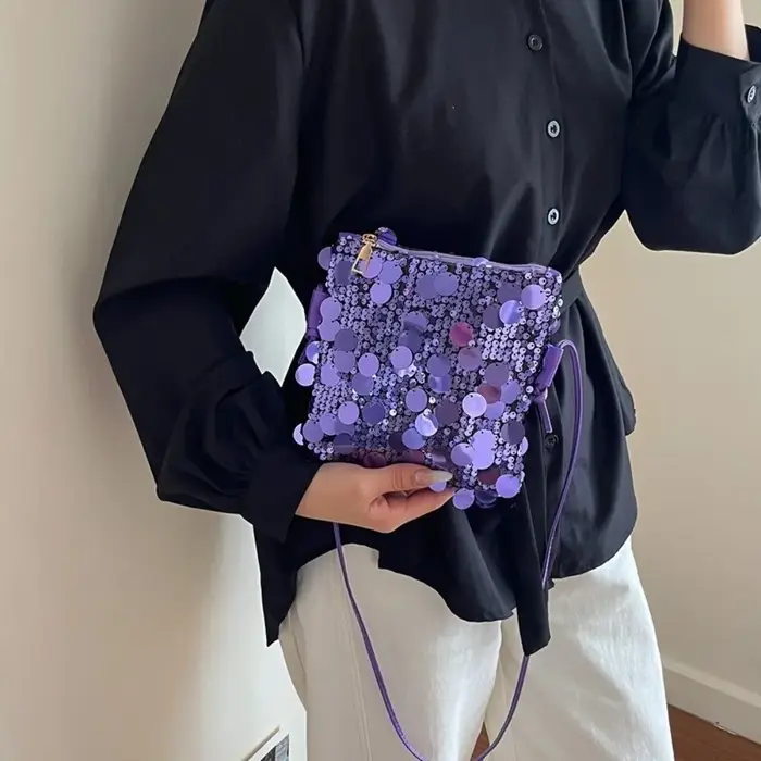 Nouveau sac mini bandoulière à sequins pour femme