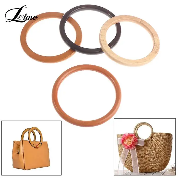 Poignée de Sac Ronde en Bois, Accessoire de Racine, Circulaire, Environnemental