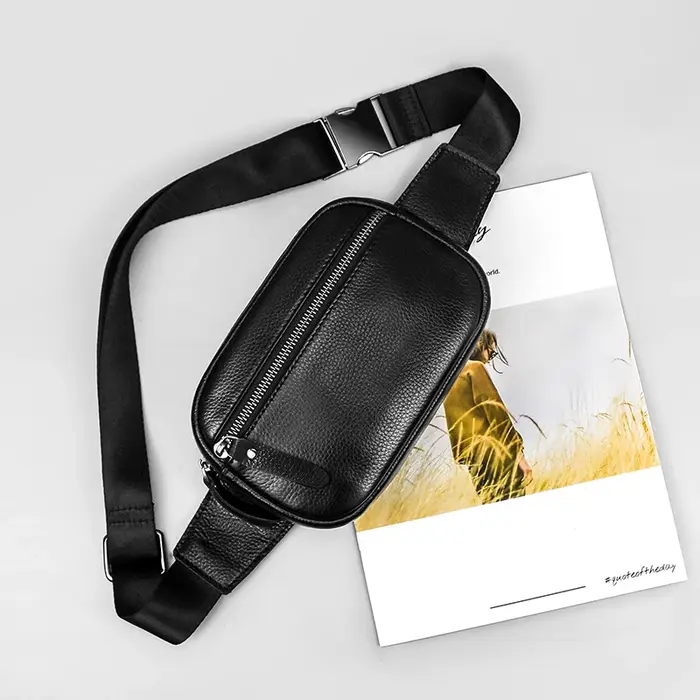Sac banane en cuir véritable pour hommes et femmes