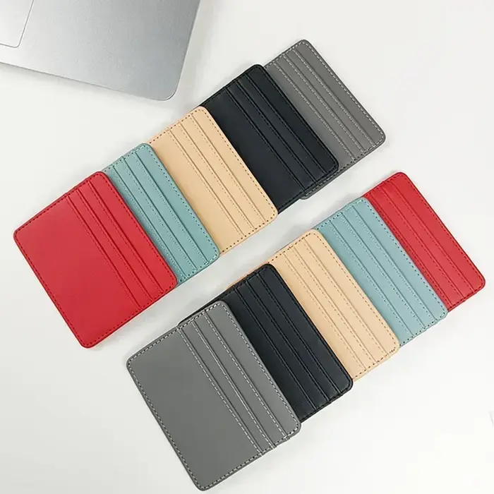 1Pc Pu Leather ID Card Holder Candy Color Bank Credit