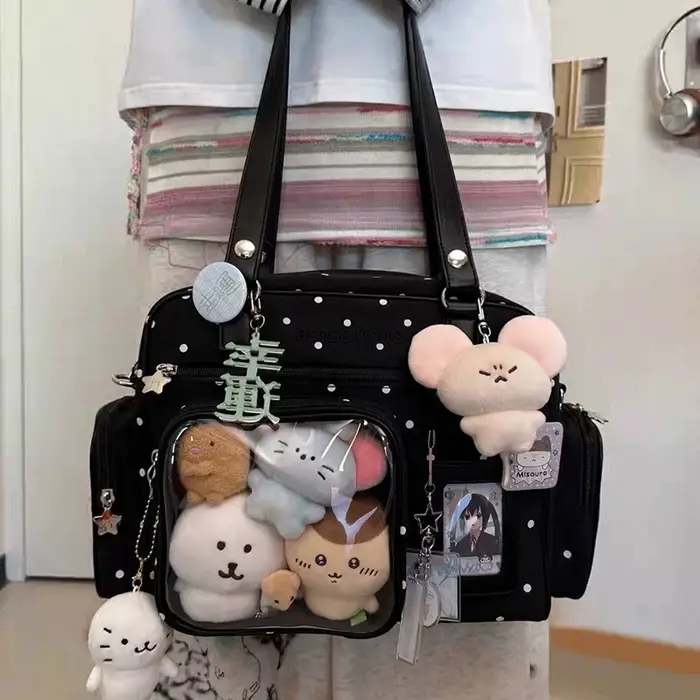 Sac à pois pour femme avec fenêtre transparente