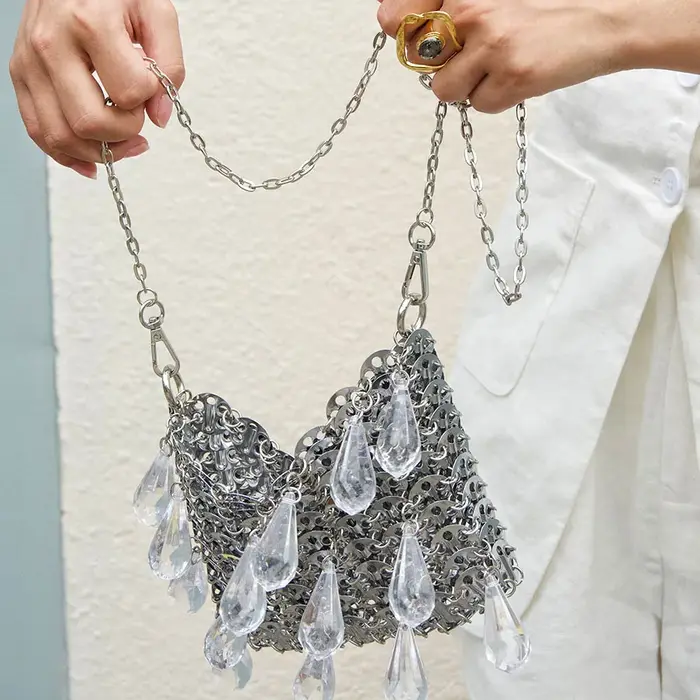 Sac bandoulière vintage en métal à sequins